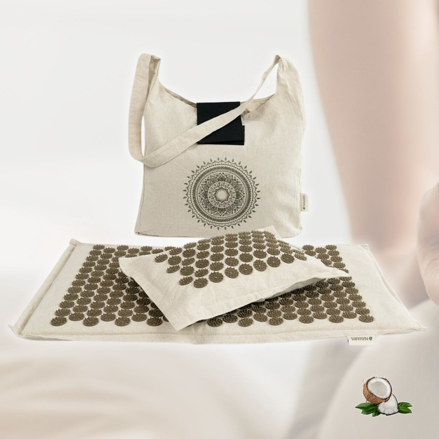 Acupressure Mat with Pillow and Bag - Natur