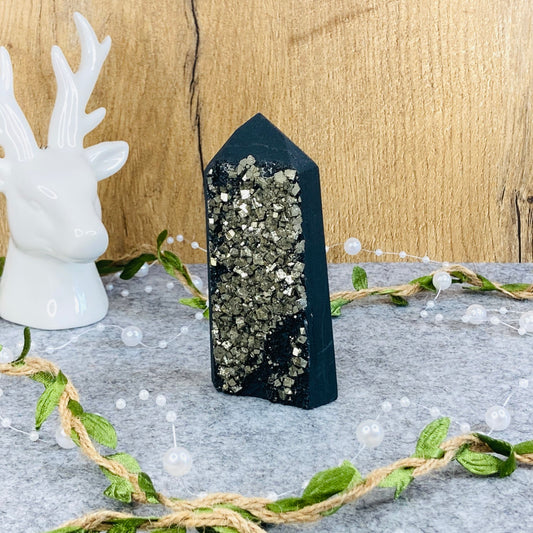 Shungite with Pyrite - Tower