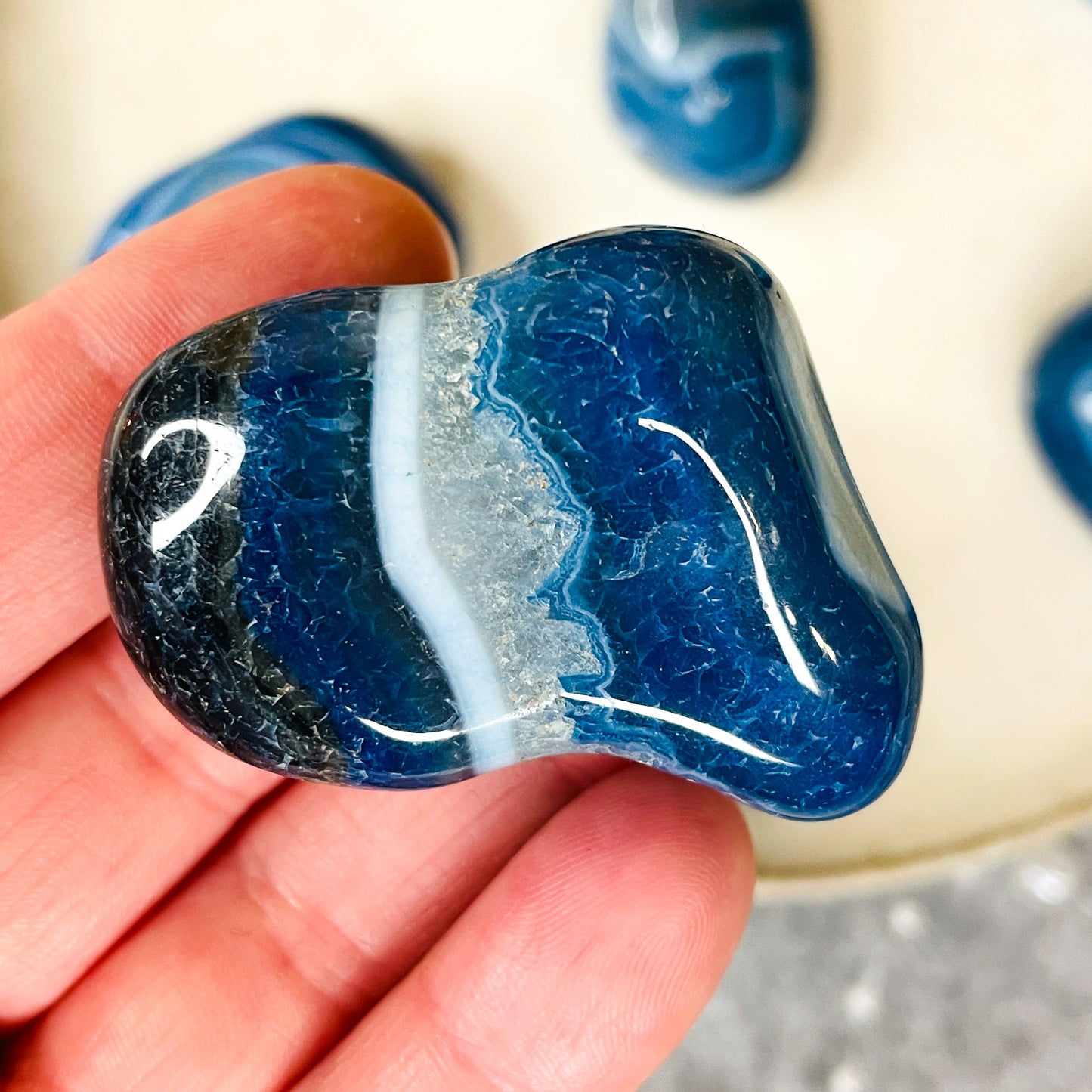 Blue Agate - Tumbled and Dyed